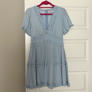 Blue Detailed Mini Dress